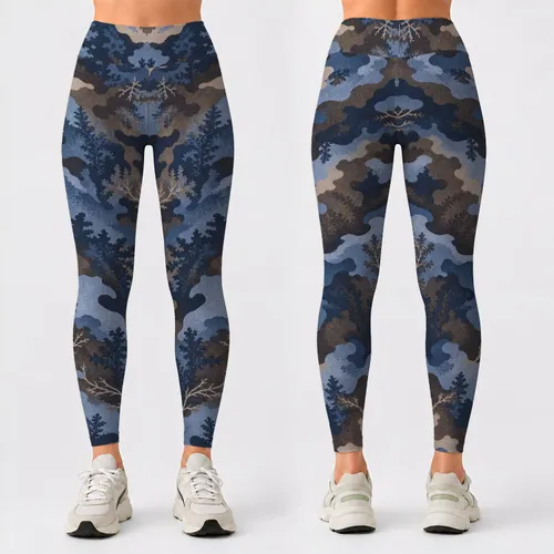 Blue Brown Camo Tones for Yoga, Pilates, and Everyday Activewear for Active Women Leggings