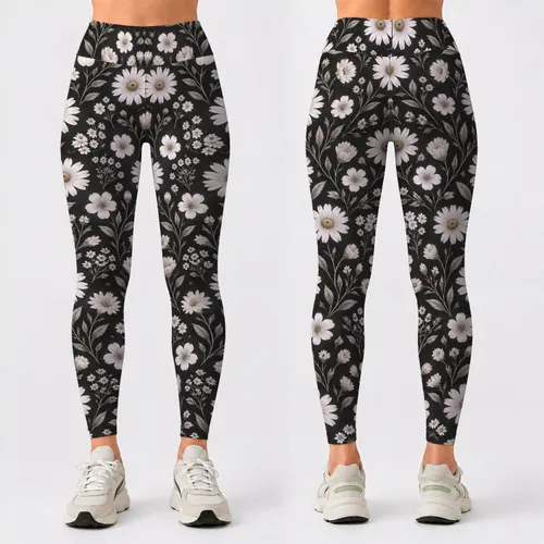 Black And White Daisies For Yoga, Pilates, And Everyday Errands Leggings