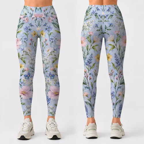 Delicate Pastel Wildflower Sprigs for Spring Yoga and Everyday Wellness for Active Women Leggings