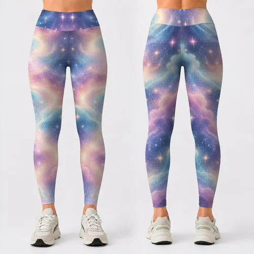 Pastel Starry Sky for Yoga, Pilates and Everyday Wear, Dreamy Celestial Style Leggings