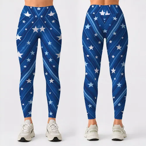 Blue Starry Sky Stripes for Everyday Training, Running, and Active Women on the Move Leggings