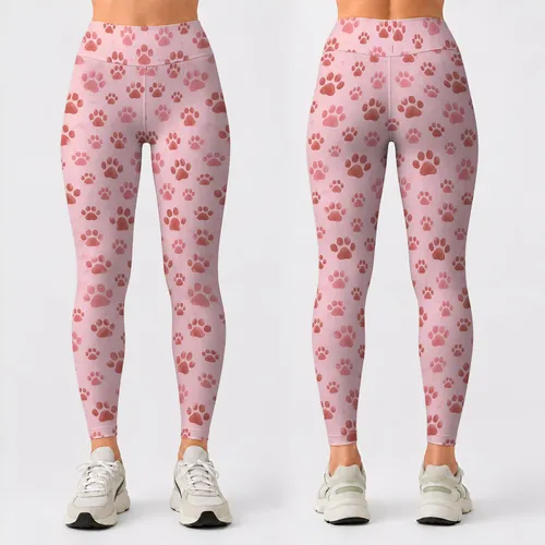 Soft Blush Terracotta Paw Prints for Cozy Walks and Everyday Comfort for Pet Lovers Leggings