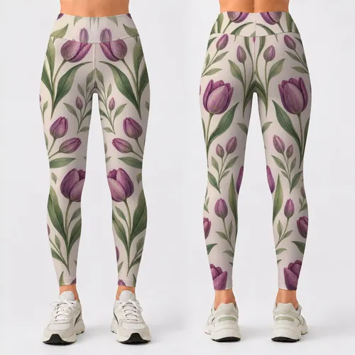 Purple Tulip Botanicals for Spring Walks, Yoga Sessions, and Everyday Wellness for Women Leggings