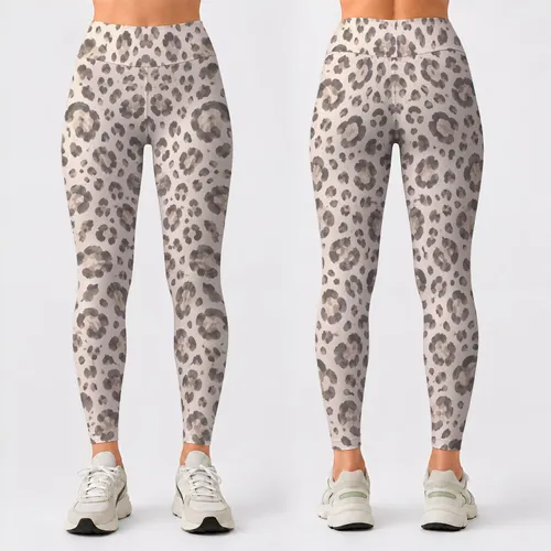 Soft Ivory Gray Leopard Spots for Yoga, Pilates, and Everyday City Style for Women Leggings