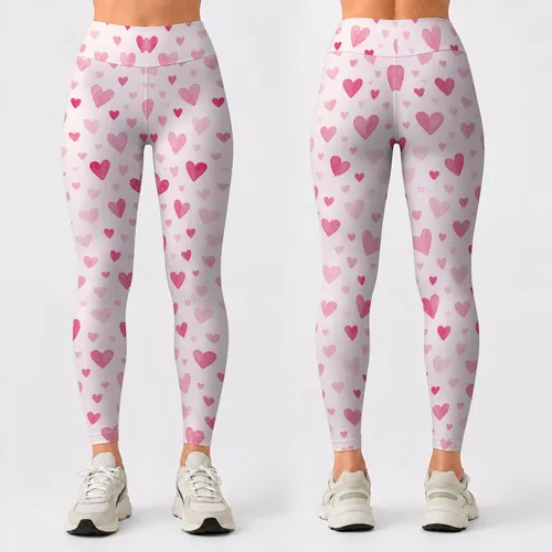 Tiny Pink Hearts on Soft Ivory for Sweet Everyday Style, Workouts, and Weekend Dates Leggings