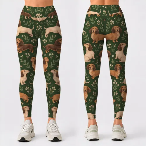Whimsical Dachshund Dogs for Yoga, Pilates, Travel And Everyday Adventures Leggings