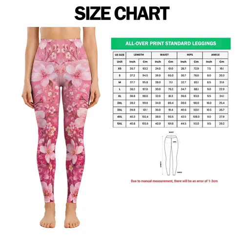 Pink Ombré Wildflower Blooms for Yoga, Running and Everyday Fitness Leggings