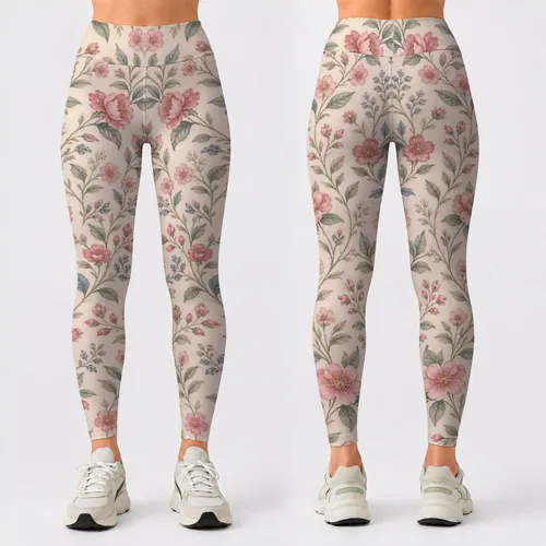 Dusty Rose Floral Vines for Yoga, Running and Everyday Activewear Leggings