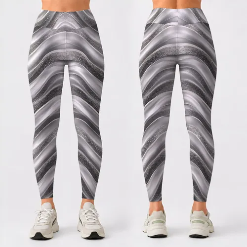 Silver Ripple Waves for Yoga, Pilates, Commuting and Everyday Activewear Leggings
