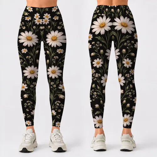 Ivory Daisy Blossoms for Yoga, Running, and Everyday Activewear for Women Leggings
