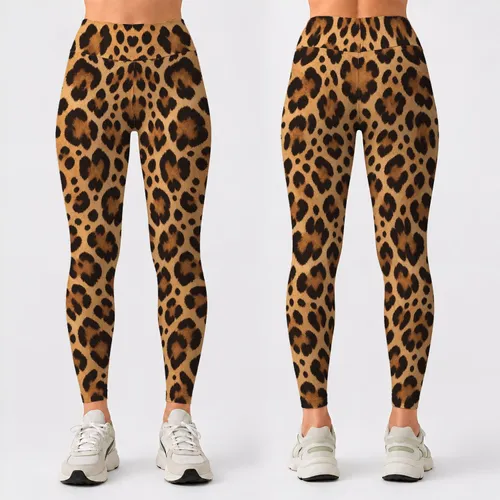 Tan and Black Leopard Spots for Studio Yoga and Everyday Activewear Style for Women Leggings