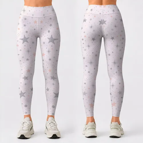 Silver Stars and Peach Polka Dots for Yoga, Pilates, and Everyday Wear Leggings