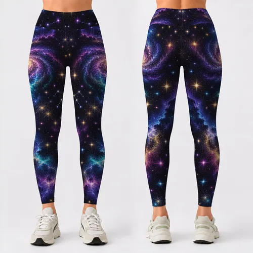 Colorful Starry Night Sky for Yoga, Fitness, and Everyday Cosmic Style Leggings