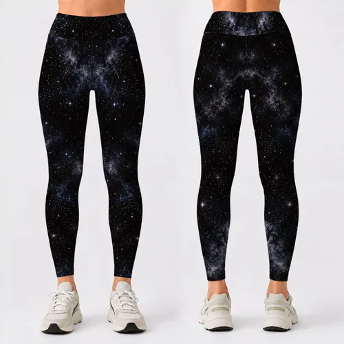Black Starry Night Sky for Outdoor Fitness and Everyday Activewear Leggings
