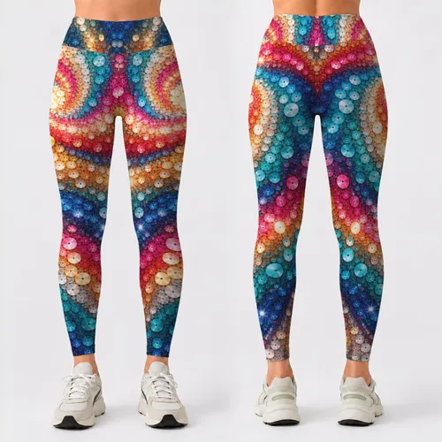 Colorful Disco Sequins For Retro Dance Nights, Festivals, And Nostalgic Fitness Style Leggings
