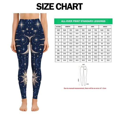 Vintage Celestial Sun Moon Stars for Yoga Running and Everyday Wellness Leggings
