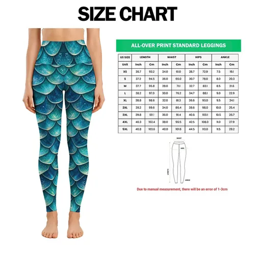 Turquoise Mermaid Scales for Coastal Getaways and Fantasy Events for Her, Ocean Fans Leggings