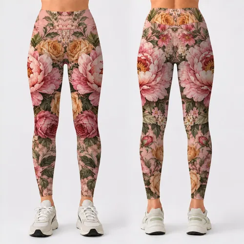 Vintage Rose And Peony Florals For Romantic Autumn Garden Walks And Cozy Weekends Leggings