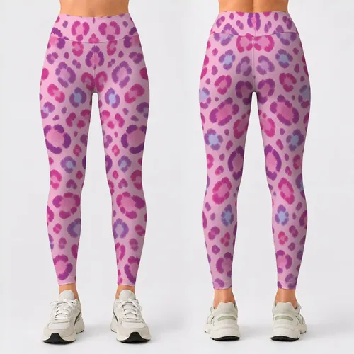 Blush Pink And Lavender Leopard Spots For Campus-To-Studio Activewear Style For Women Leggings