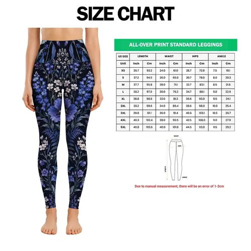 Midnight Indigo Wildflowers for Concert Nights, Festivals, and Everyday Bohemian Style Leggings