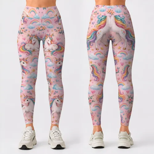 Pastel Unicorns And Rainbows For Yoga, Running, And Everyday Wear Leggings