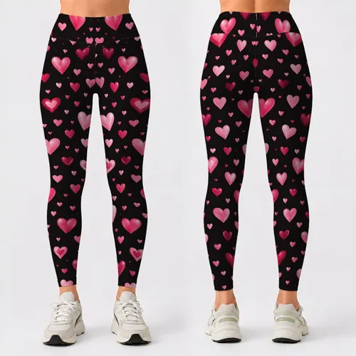 Pink Heart Motif for Romantic Everyday Style and Casual Weekend Wear Leggings