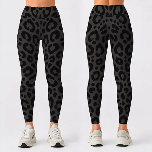 Charcoal Leopard Spots for Studio Yoga, Running, and Everyday Training for Women Leggings