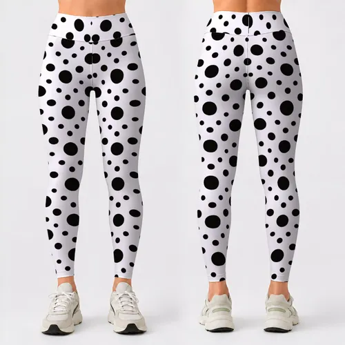 Black Polka Dot Style for Yoga, Running and Everyday Fitness for Women Leggings
