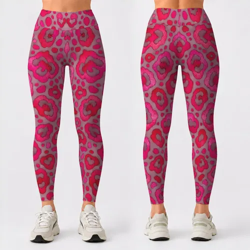 Rose Red Leopard Spots for Gym Sessions, Studio Workouts, and Everyday Athleisure Style Leggings