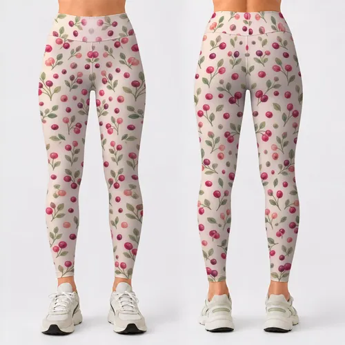Colorful Berry Sprigs for Yoga, Pilates, Commuting And Everyday Style Leggings