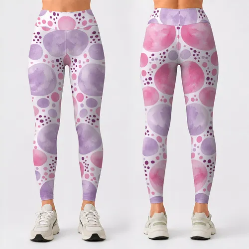 Pink Lavender Polka Dots for Yoga, Pilates, Commuting and Everyday Wear Leggings