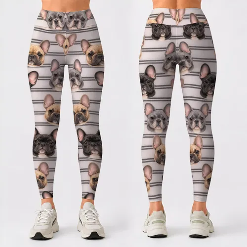 French Bulldog Stripe Style for Yoga, Pilates and Everyday City Outings Leggings