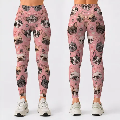 French Bulldog Faces for Yoga, Pilates, and Everyday Casual Style Leggings