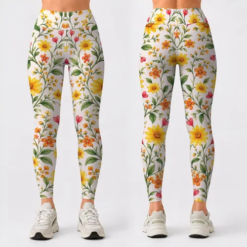 Tiny Wildflower Vines And Daisies For Yoga, Pilates And Everyday Outings Leggings