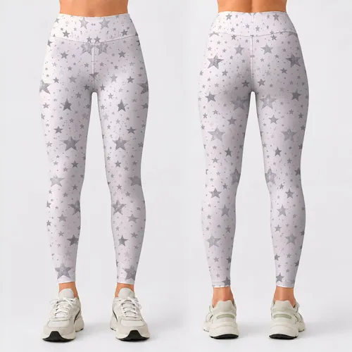 Silver Star Scatter for Yoga, Pilates and Everyday Activewear Style Leggings