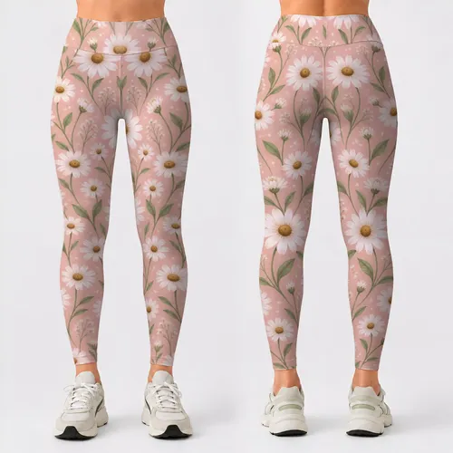 Soft Daisy Garden Florals for Yoga, Pilates, and Everyday Errands for Women Leggings