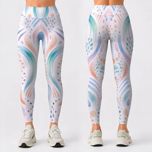 Pastel Abstract Brushstrokes for Yoga, Pilates, and Everyday Studio-to-Street Style Leggings