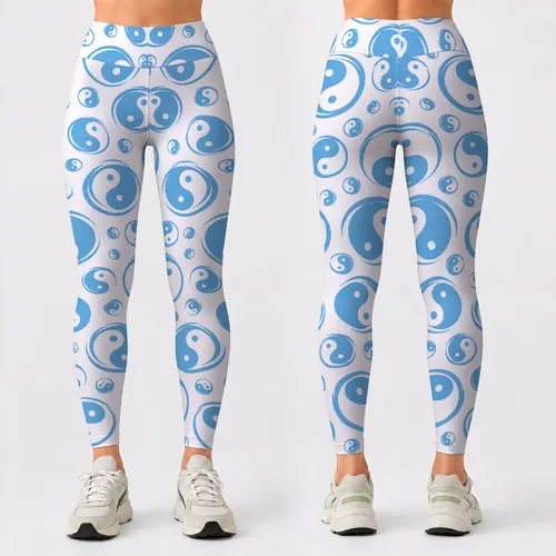 Sky Blue Balance Medallions for Yoga, Pilates, and Everyday Activewear Leggings