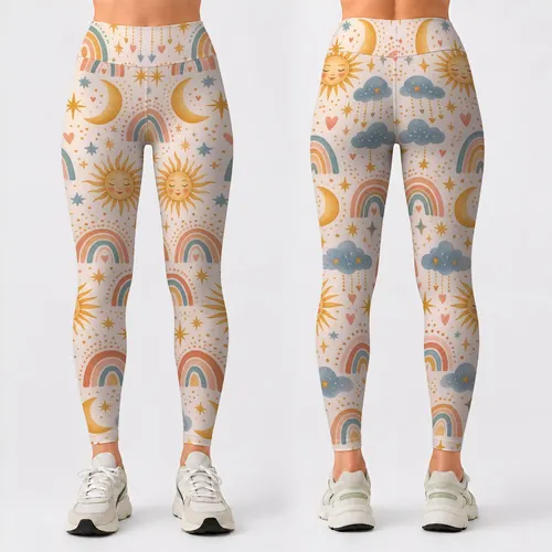 Rainbow Arches, Moons And Sunshine For Yoga, Pilates And Everyday Outings Leggings