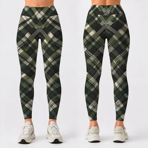 Olive Charcoal Geometric Camo for Pilates, Gym Training and Everyday Athleisure Style Leggings