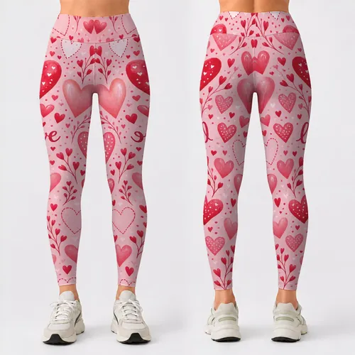 Romantic Red Hearts for Pilates, Yoga, Gym Sessions and Everyday Activewear for Her Leggings