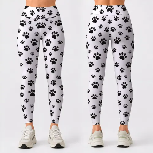 Black Paw Prints for Yoga, Pilates, and Everyday Pet Lover Style Leggings
