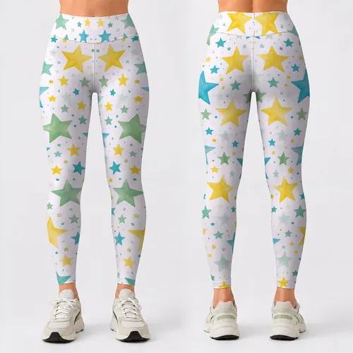 Colorful Pastel Stars for Yoga, Pilates, Commuting and Everyday Style for Women Leggings