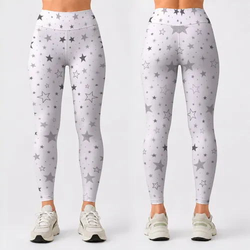 Monochrome Starry Sky Motifs for Everyday Movement and Weekend Wellness for Women Leggings