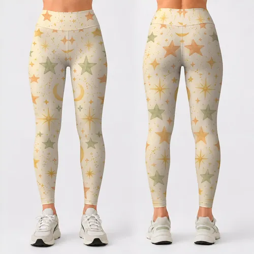 Pastel Celestial Stars for Yoga, Pilates, and Everyday Weekend Wear Leggings