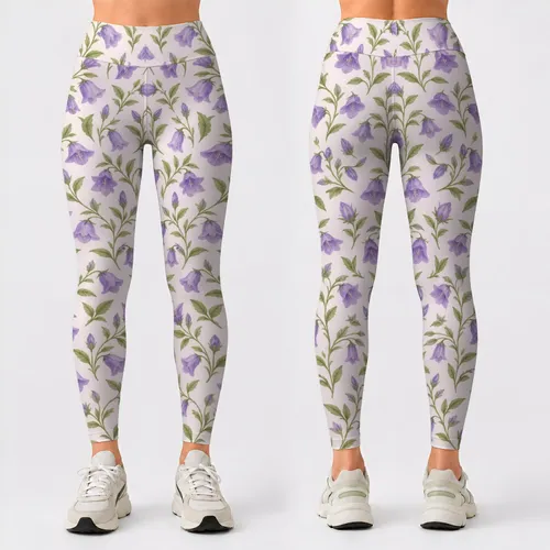 Lavender Bell Flowers for Yoga, Pilates, and Everyday Casual Wear Leggings