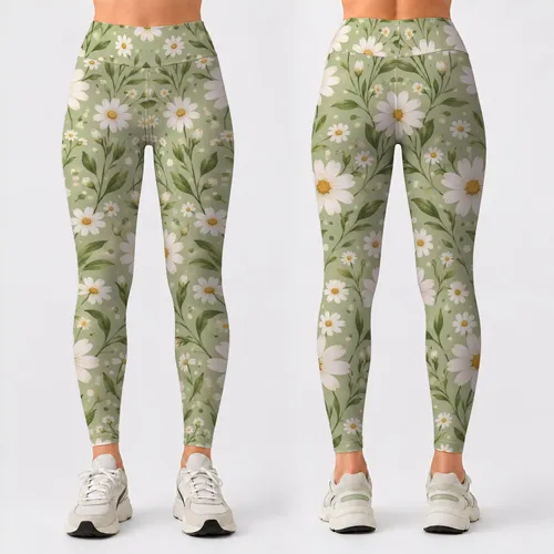 Little White Daisies for Yoga, Pilates, and Relaxed Everyday Wear Leggings