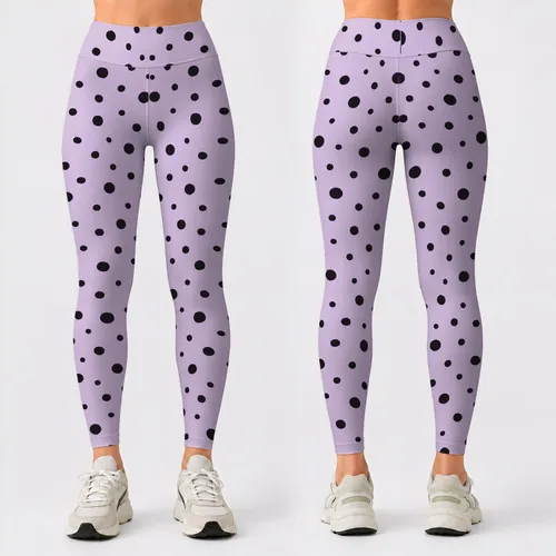 Lavender Black Polka Dots for Yoga, Pilates and Everyday Activewear Leggings
