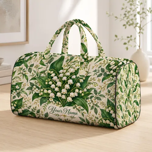 Lily of the Valley and Lush Leaves for Coastal Getaways and Relaxed Summer Escapes Quilted Weekend Bag