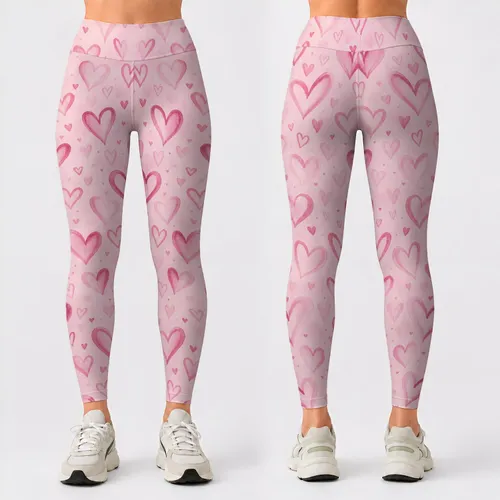 Dusty Rose Hearts For Yoga, Pilates And Everyday Activewear For Women Leggings